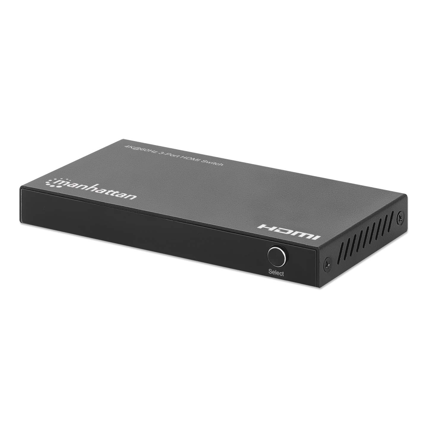 Manhattan Switches Between Three HDMI Inputs on One HDMI Output (3x1), 18G, Automatic and Manual Switching, IR Remote Control, Black