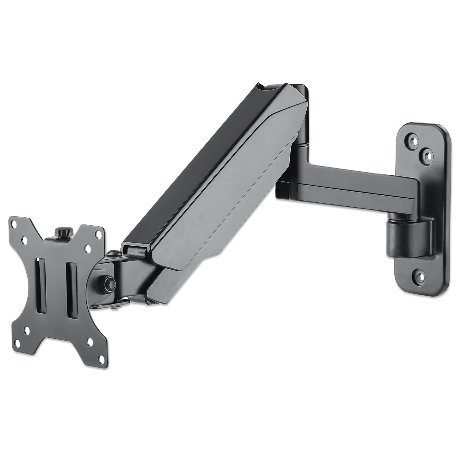 Manhattan TV & Monitor Mount, Wall, Spring Arm, 1 screen, Screen Sizes: 17-32", Black, VESA 75x75 to 100x100mm, Max 8kg, Height Adjustable Swivel Arm (3 pivots), Lifetime Warranty