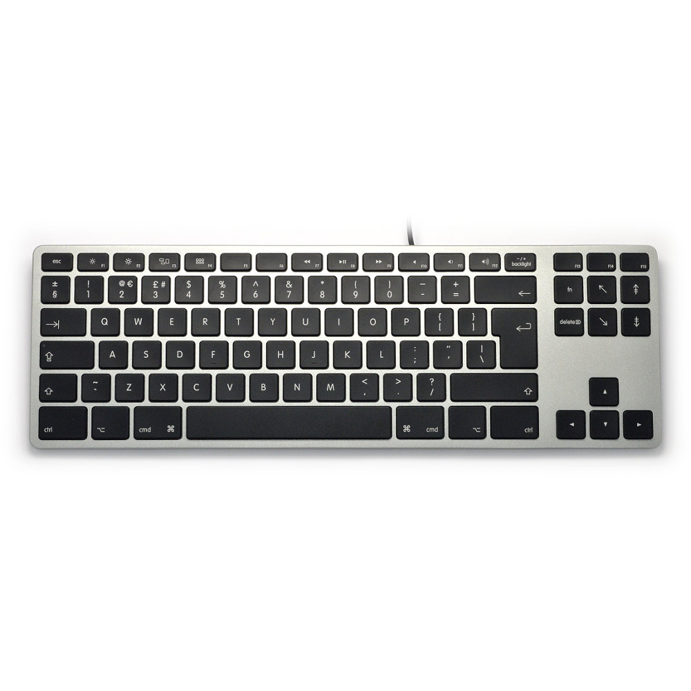 Matias UK Wired Aluminum Tenkeyless RGB Backlit Keyboard for Mac Space Grey