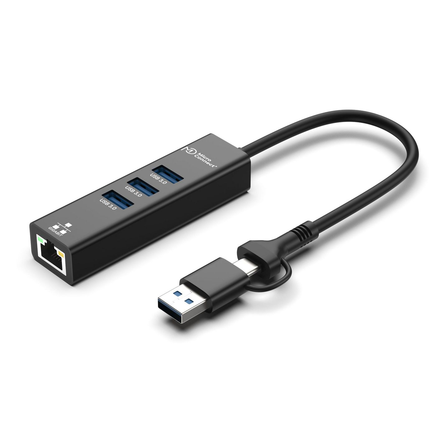 MicroConnect USBHUB-RJ45-2IN1 Interface Hubs - Black
