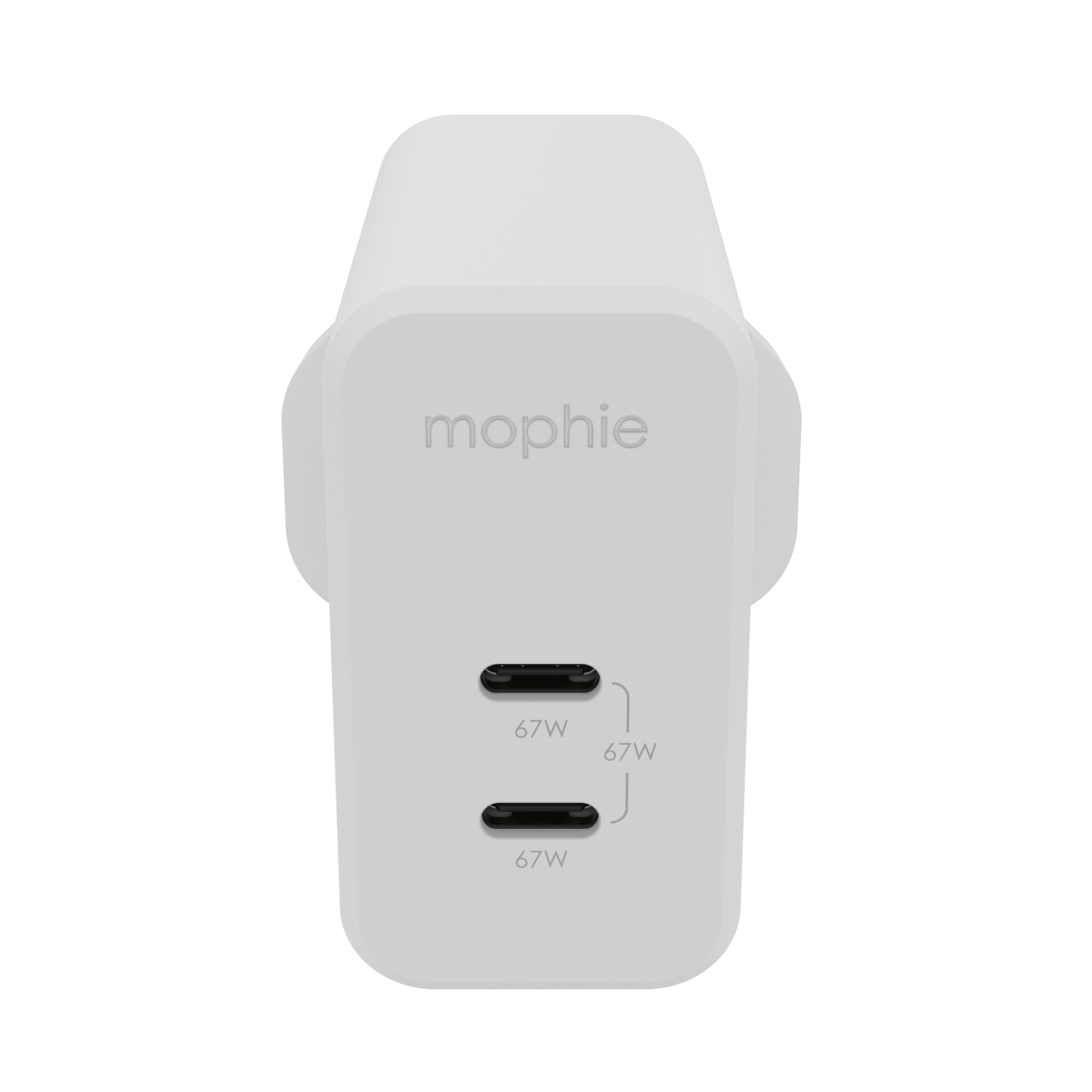 Mophie Adapter-USB-C-PD-DUAL-67W-GAN-White-UK Mobile Device Chargers - White