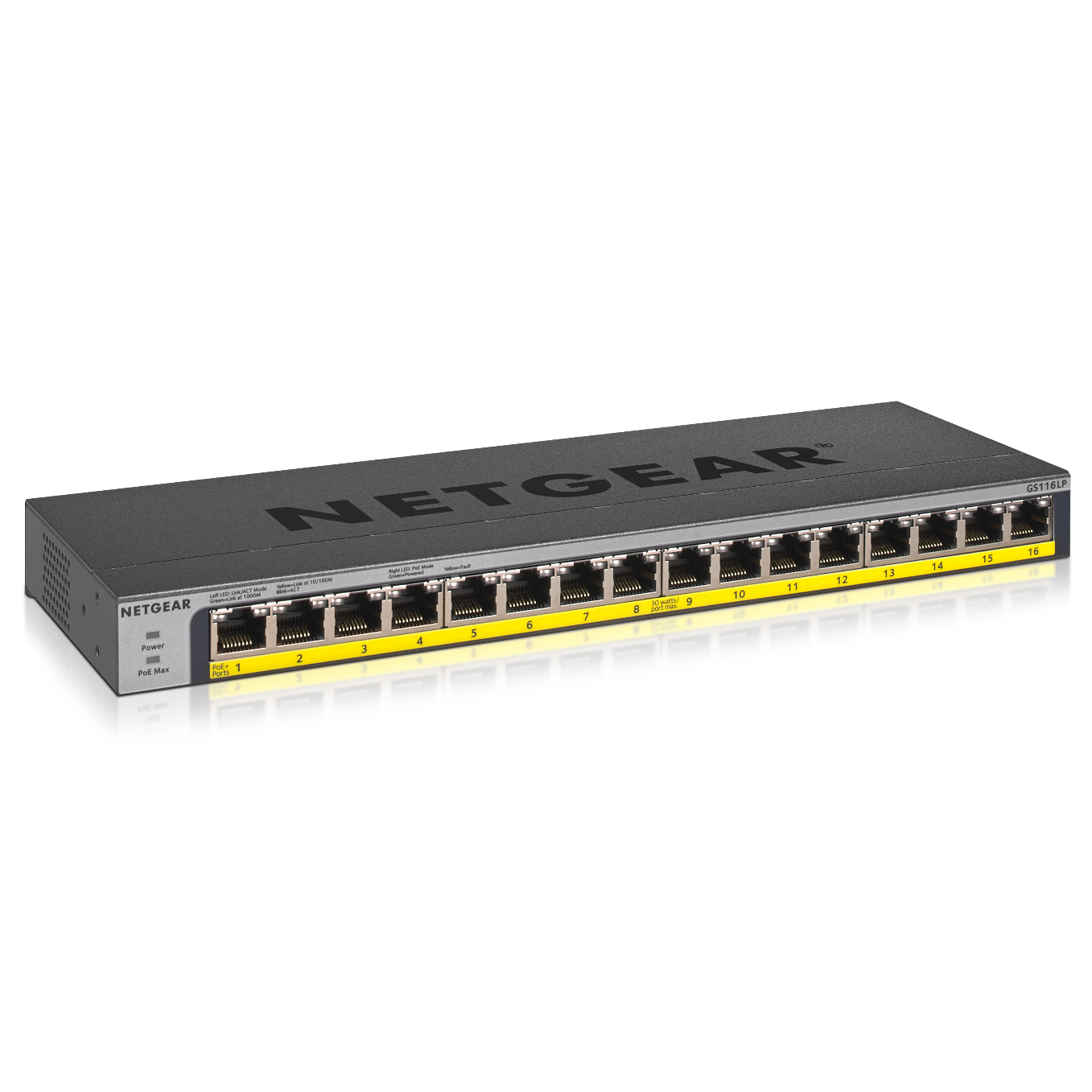 Netgear GS116LP Network Switches - Black