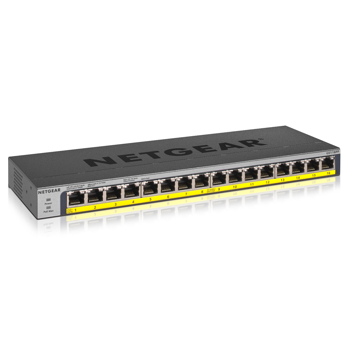 Netgear GS116PP Network Switches - Black