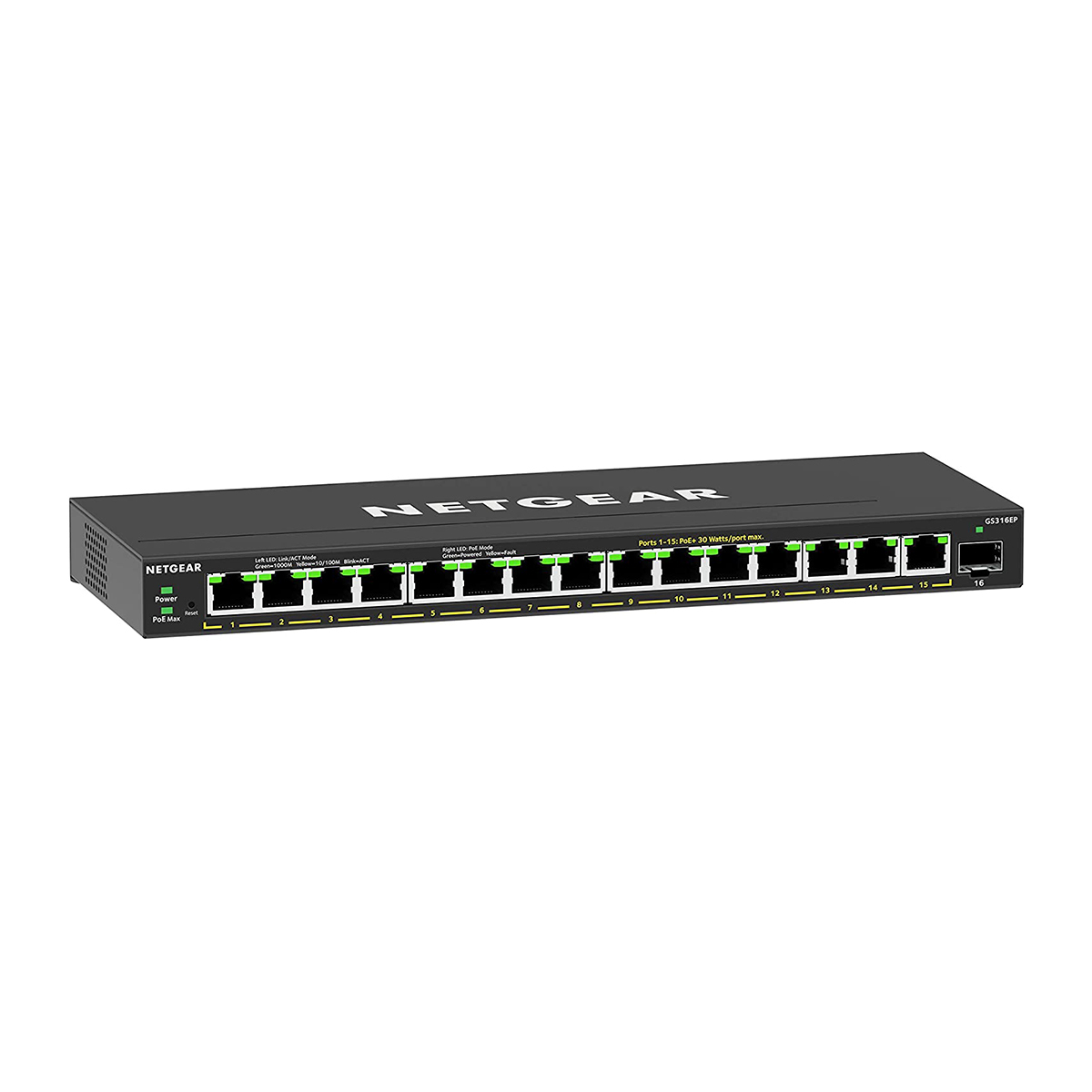 Netgear GS316EP-100PES Network Switches - Black