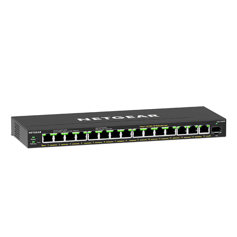 Netgear GS316EPP Network Switches - Black