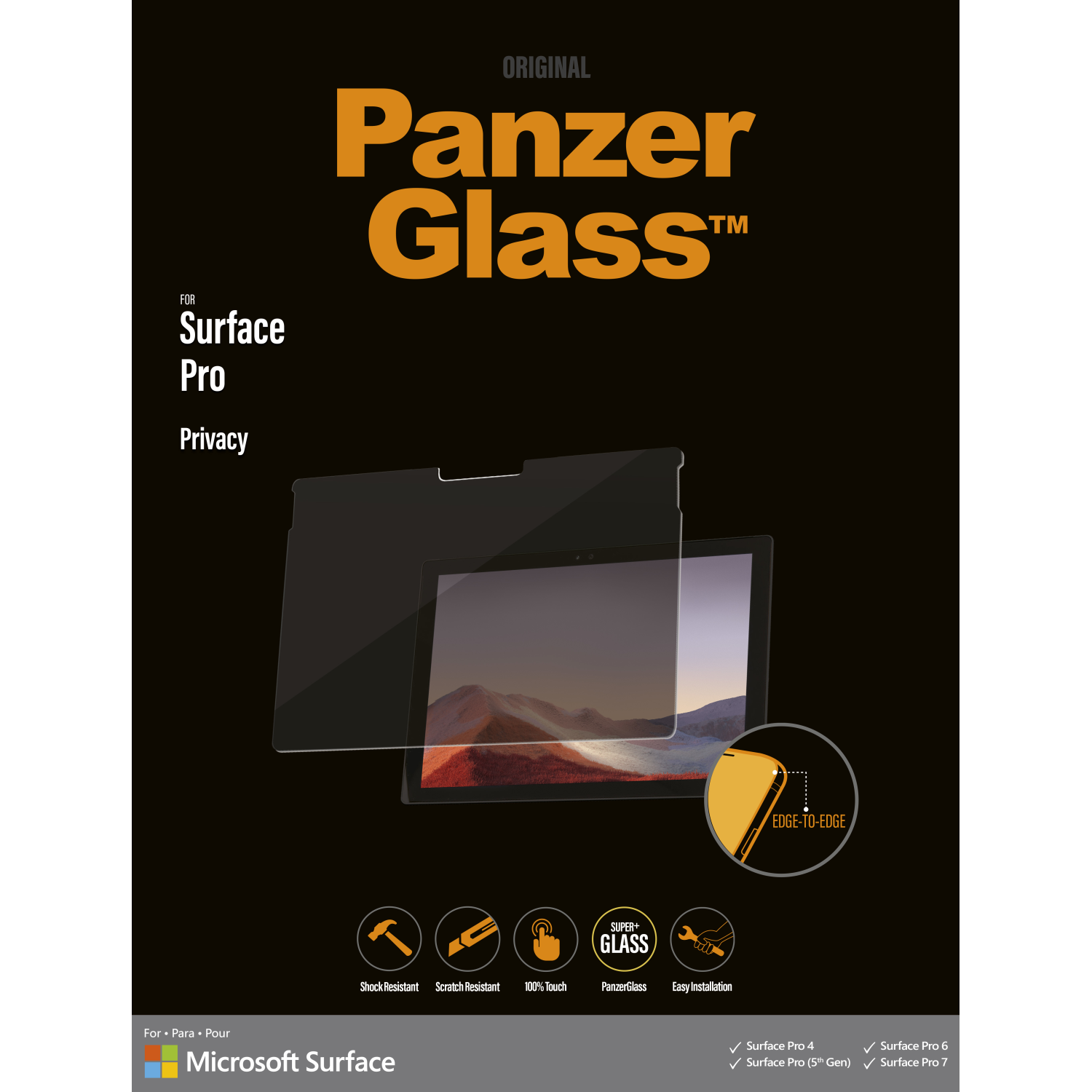 PanzerGlass ® Microsoft Surface Pro 4 | Pro 5. Gen | Pro 6 | Pro 7 - Privacy | Screen Protector Glass