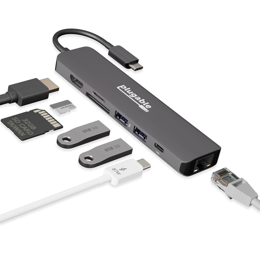 PLUGABLE TECHNOLOGIES 7-in-1 Laptop Docks & Port Replicators - Black