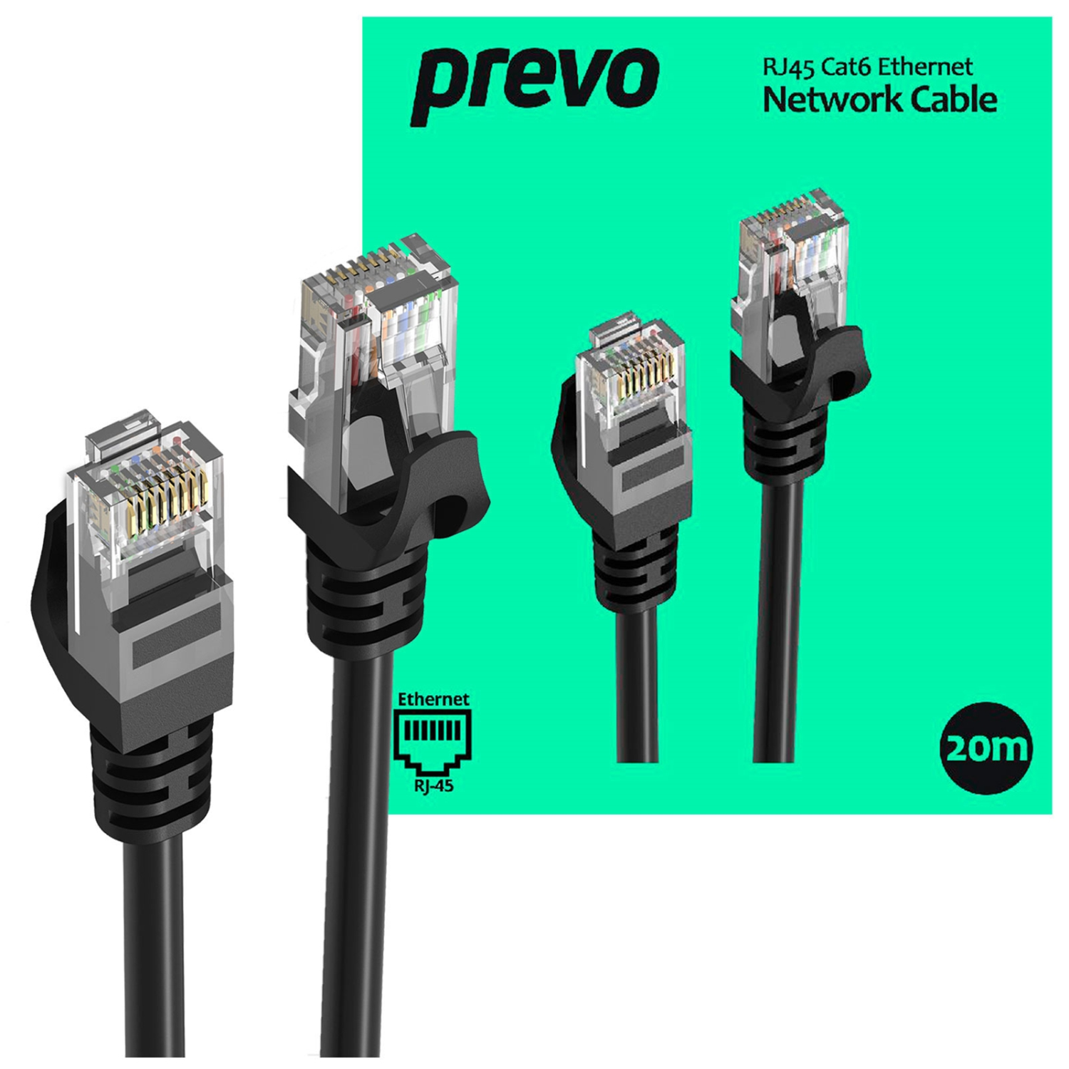 Prevo CAT6-BLK-20M Networking Cables - Black