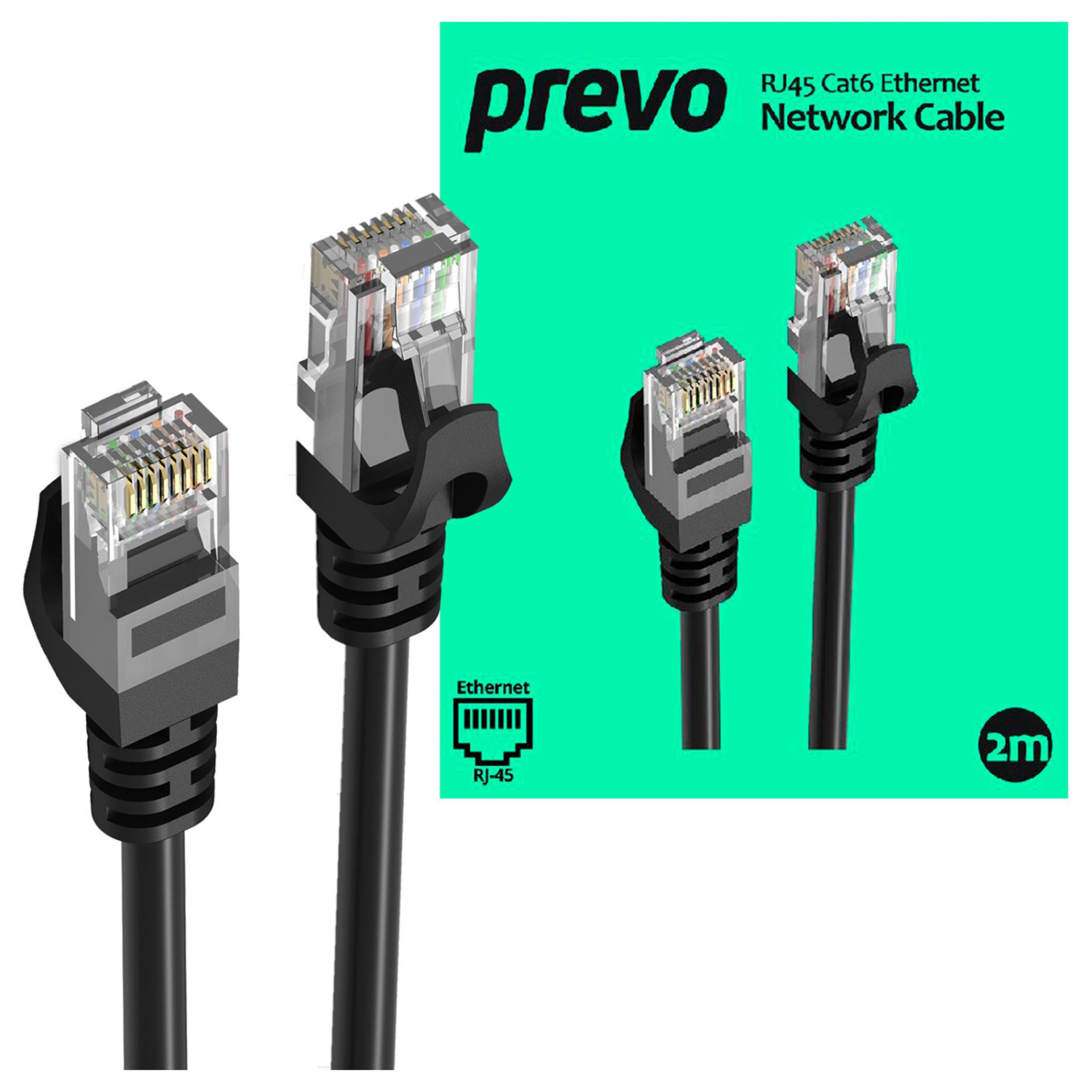 Prevo CAT6-BLK-2M Networking Cables - Black