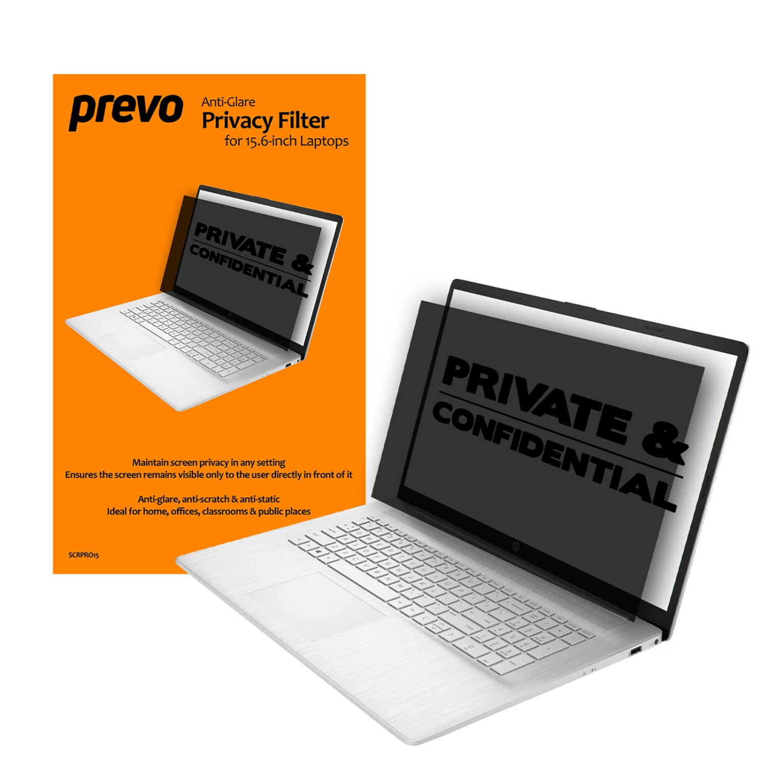 PREVO 15.6 Inch Laptop Privacy Screen/ Privacy Filter, Anti-Glare, Anti-Peep, Anti-Static, Blackout