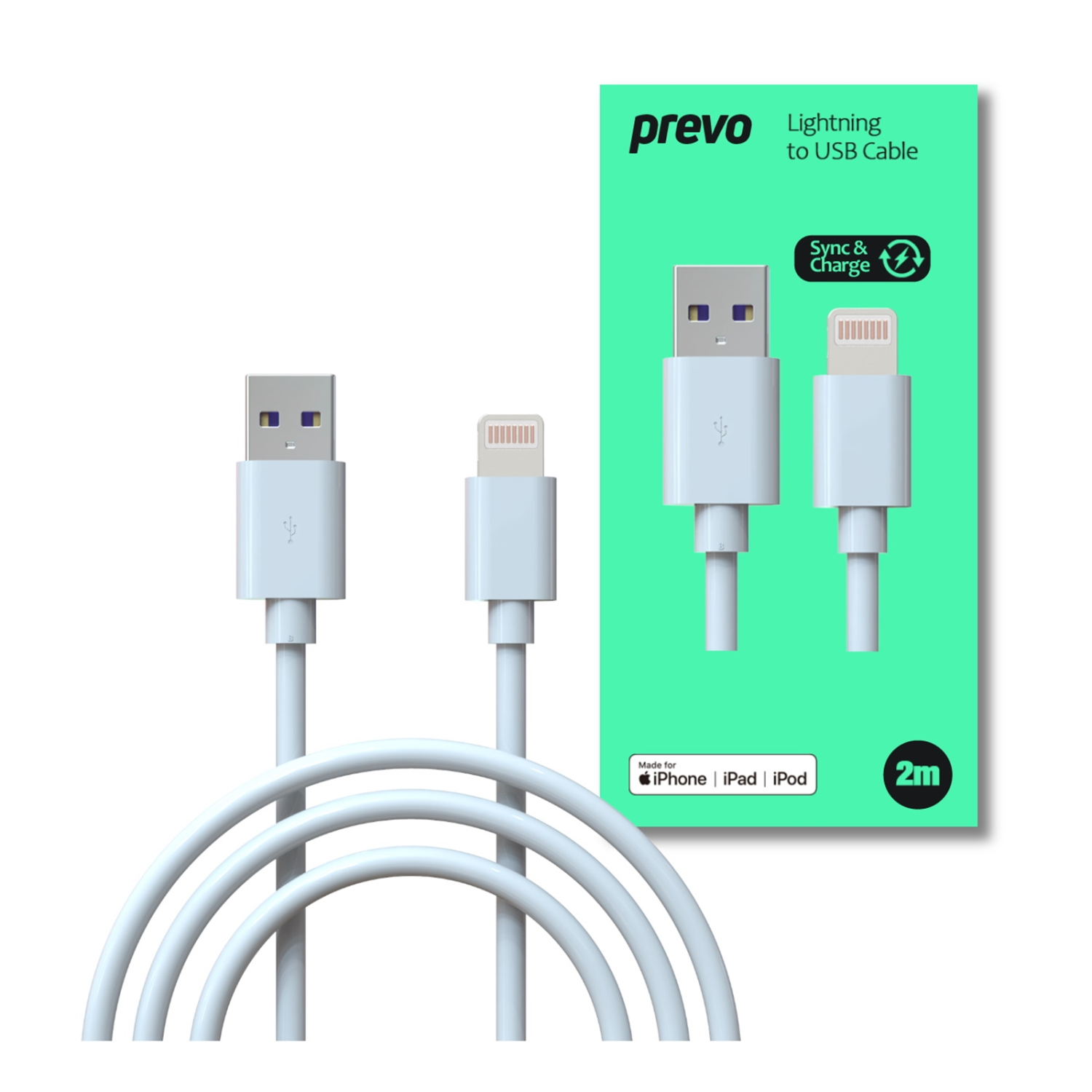 Prevo USB-LIGHTNING-2M Lightning Cables - White