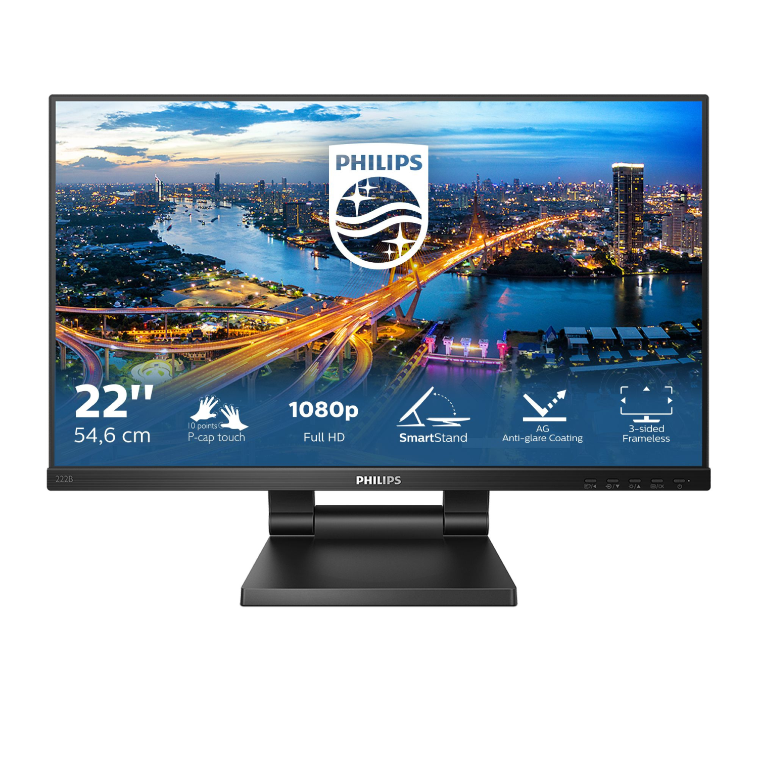 Philips 222B1TC Computer Monitors - 21.5 Inches - Black