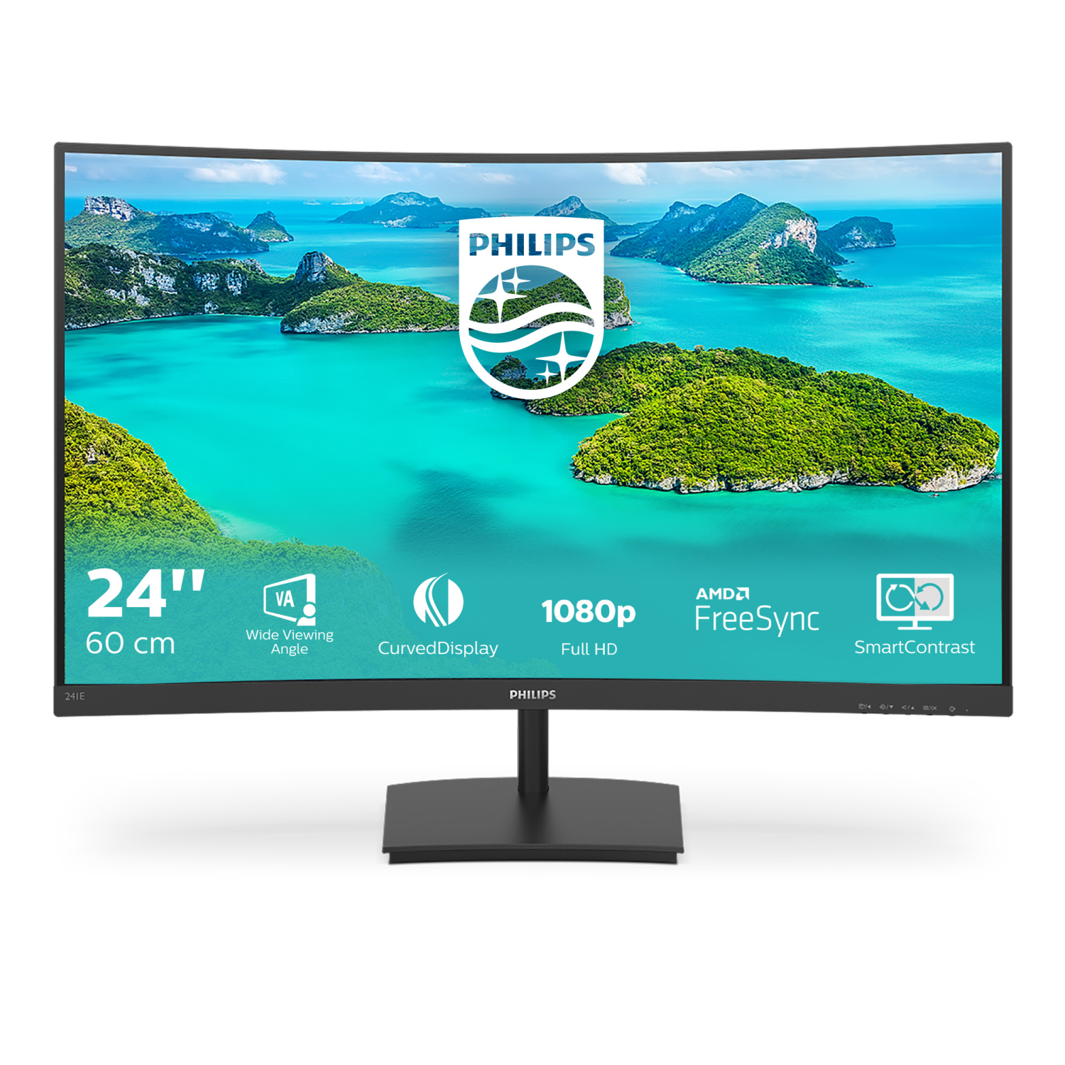 Philips 241E1SCA Computer Monitors - 23.6 Inches - Black