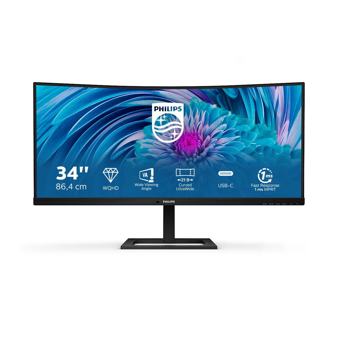 Philips 346E2CUAE Computer Monitors - 34 Inches - Black