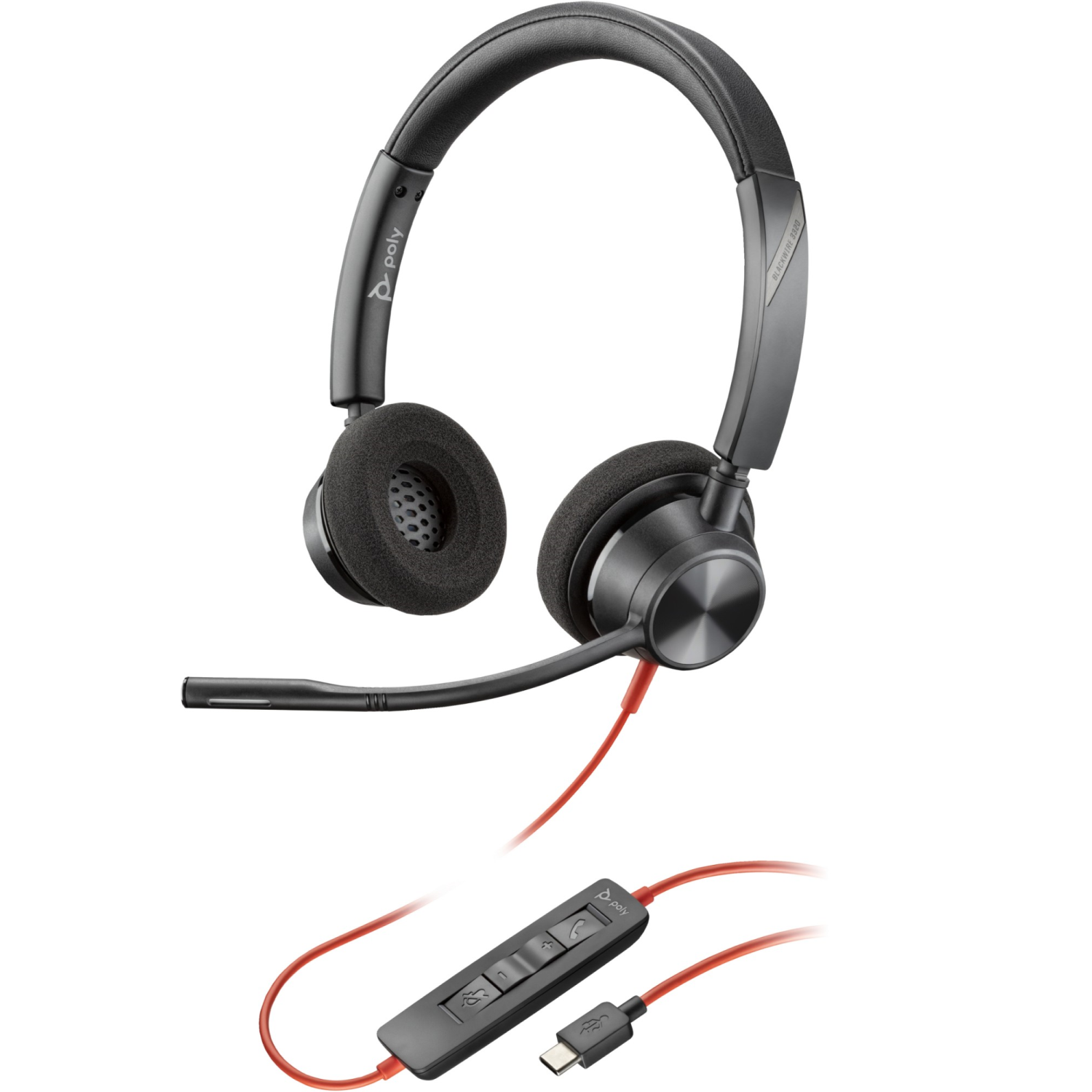 POLY Blackwire 3320 Stereo USB-C Headset +USB-C/A Adapter