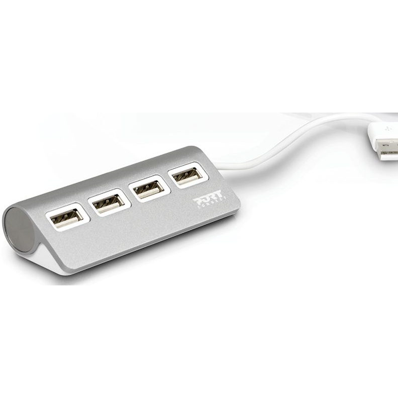 Port Designs 900120 interface hub USB 2.0 480 Mbit/s Grey, White