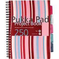 Pukka Pukka Pad Stripes Polypropylene Project Book 250 Pages A4 Blue/Pink (Pack of 3)