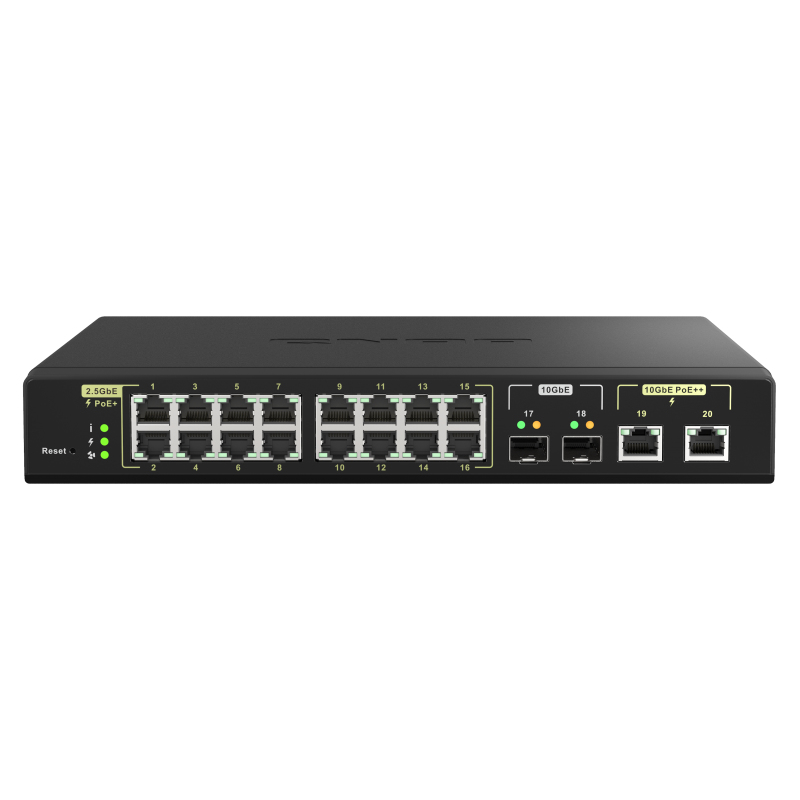 QNAP QSW-M2116P-2T2S Network Switches - Black