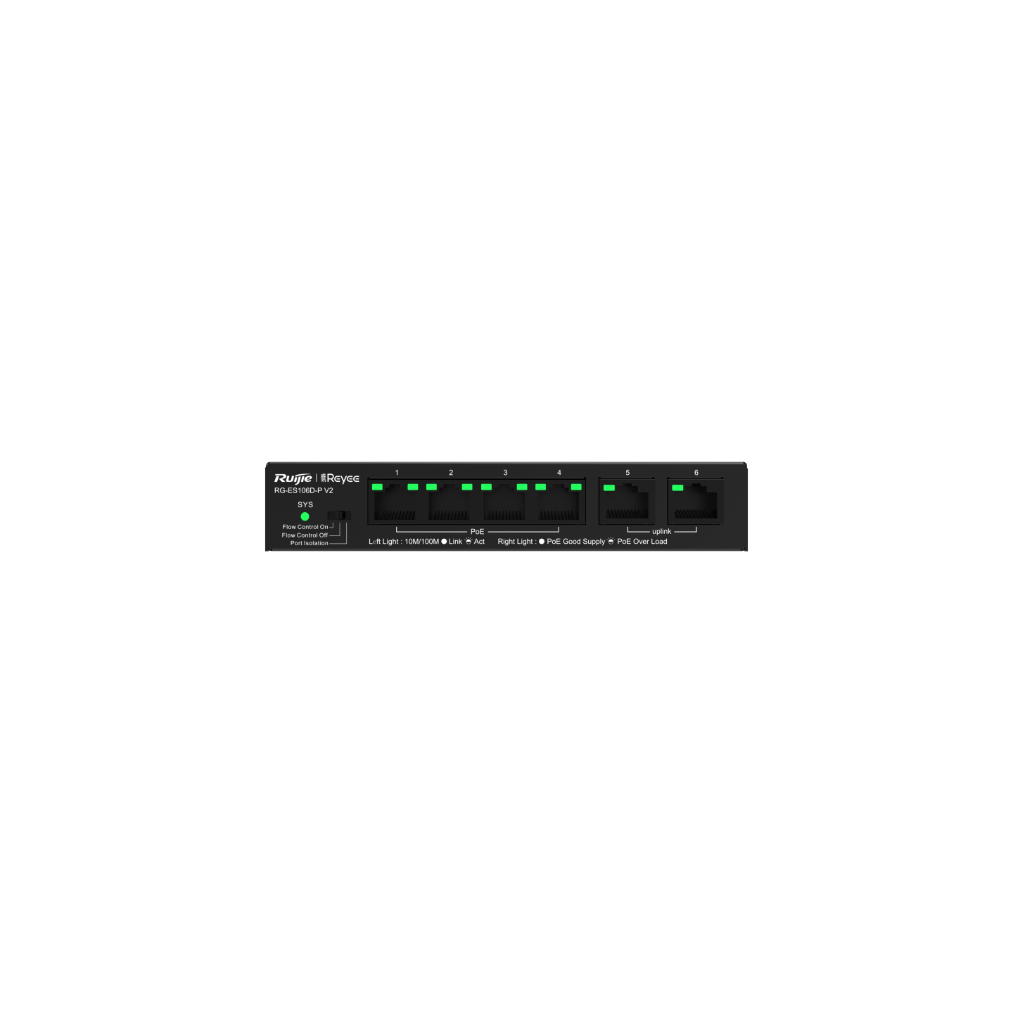 Ruijie Networks RG-ES106D-P Network Switches - Black