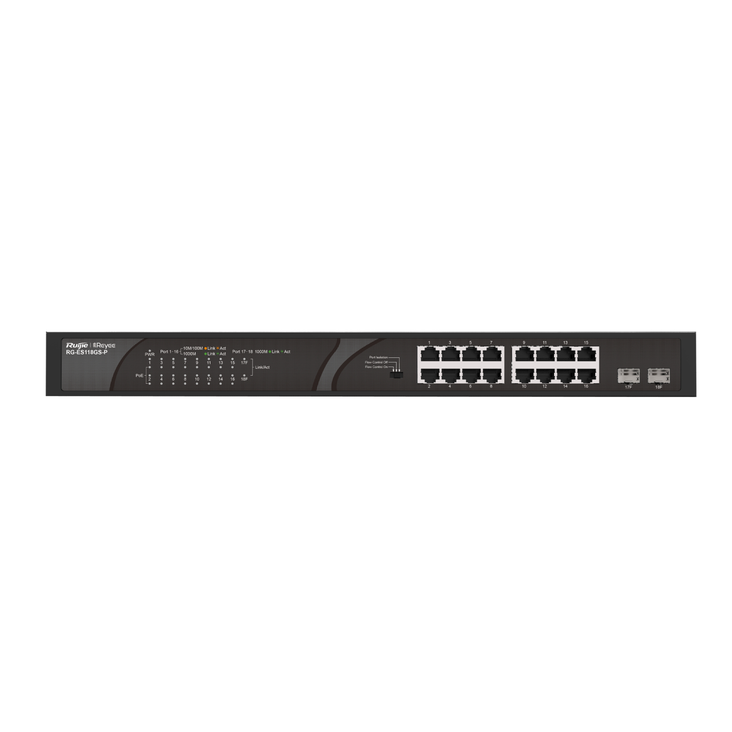 Ruijie Networks RG-ES118GS-P Network Switches - Black