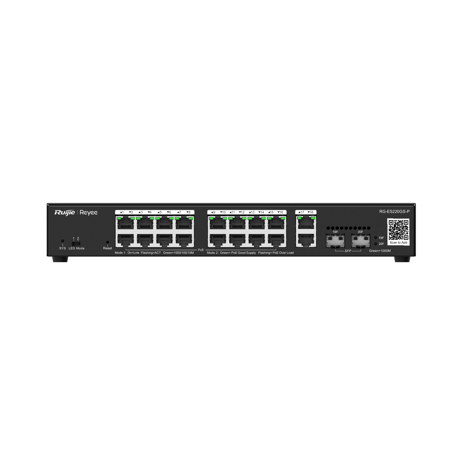 Ruijie Networks RG-ES220GS-P Network Switches - Black