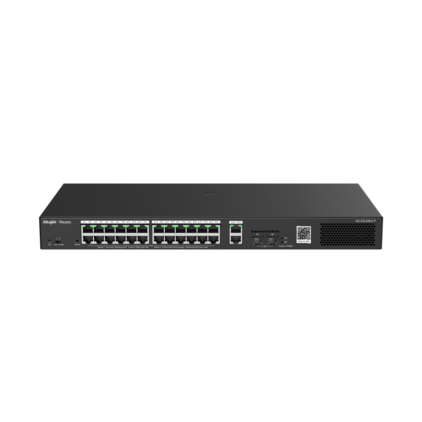 Ruijie Networks RG-ES228GS-P Network Switches - Black