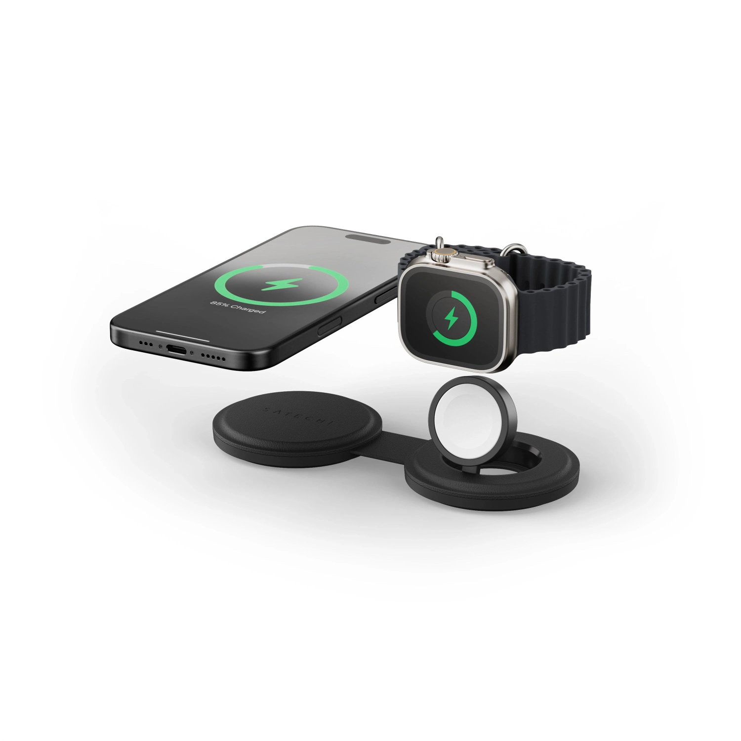 Satechi OntheGo 2-in-1 W-Charger Black