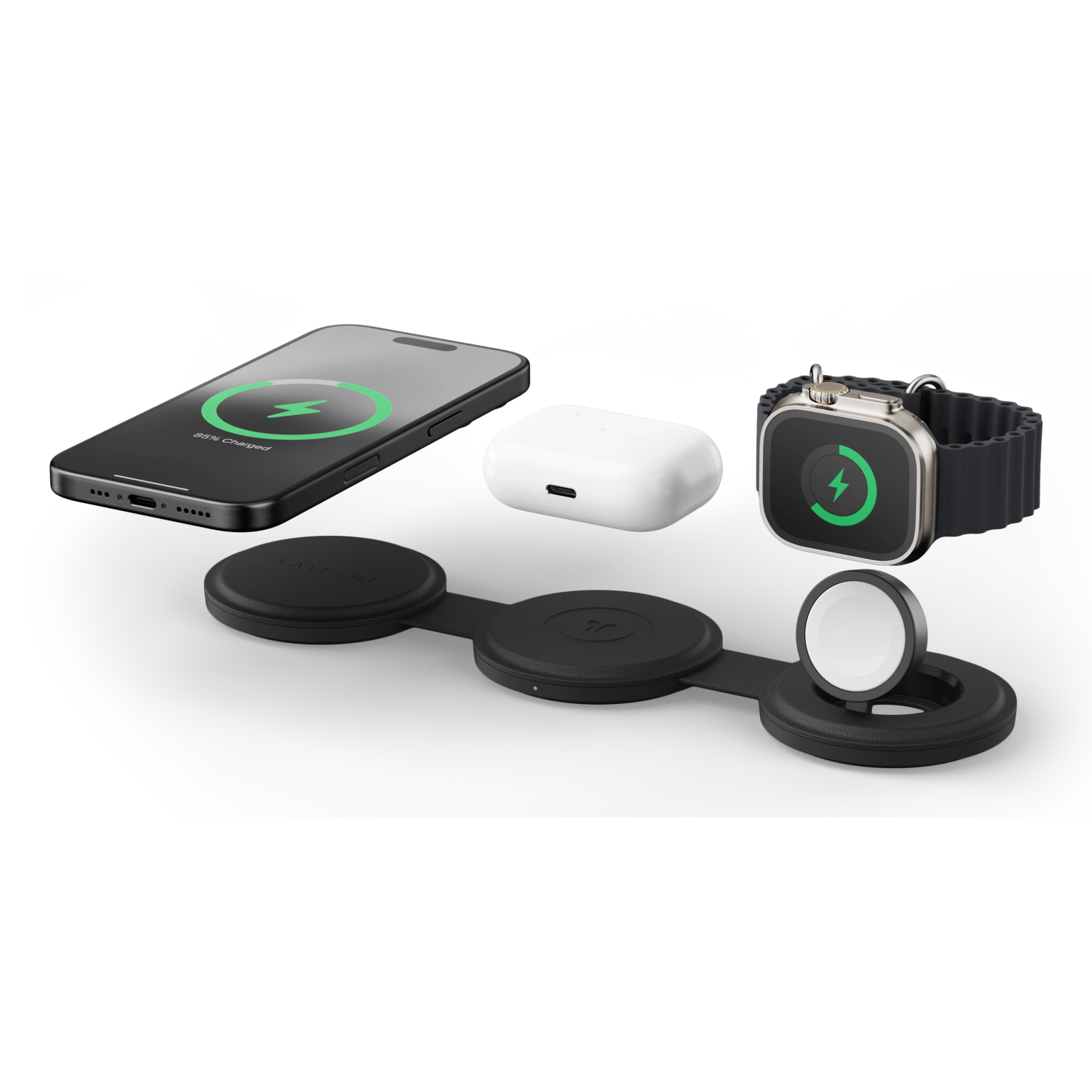 Satechi OntheGo 3-in-1 W-Charger (Black)