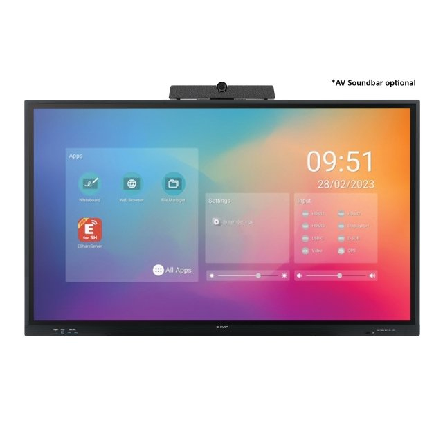 Sharp PN-LC752 Digital signage flat panel 190.5 cm (75") LCD Wi-Fi 450 cd/m² 4K Ultra HD Black Touchscreen Built-in processor Android 11 16/7