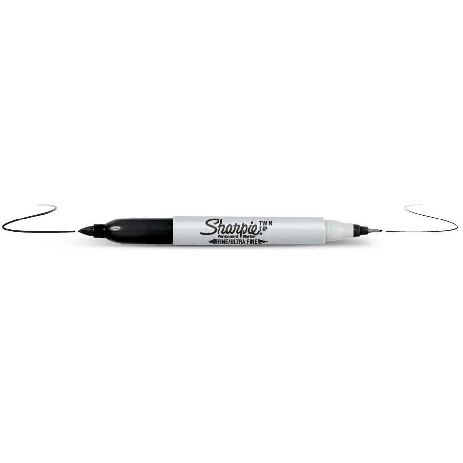 Sharpie Twin Tip permanent marker Fine tip Black 12 pc(s)