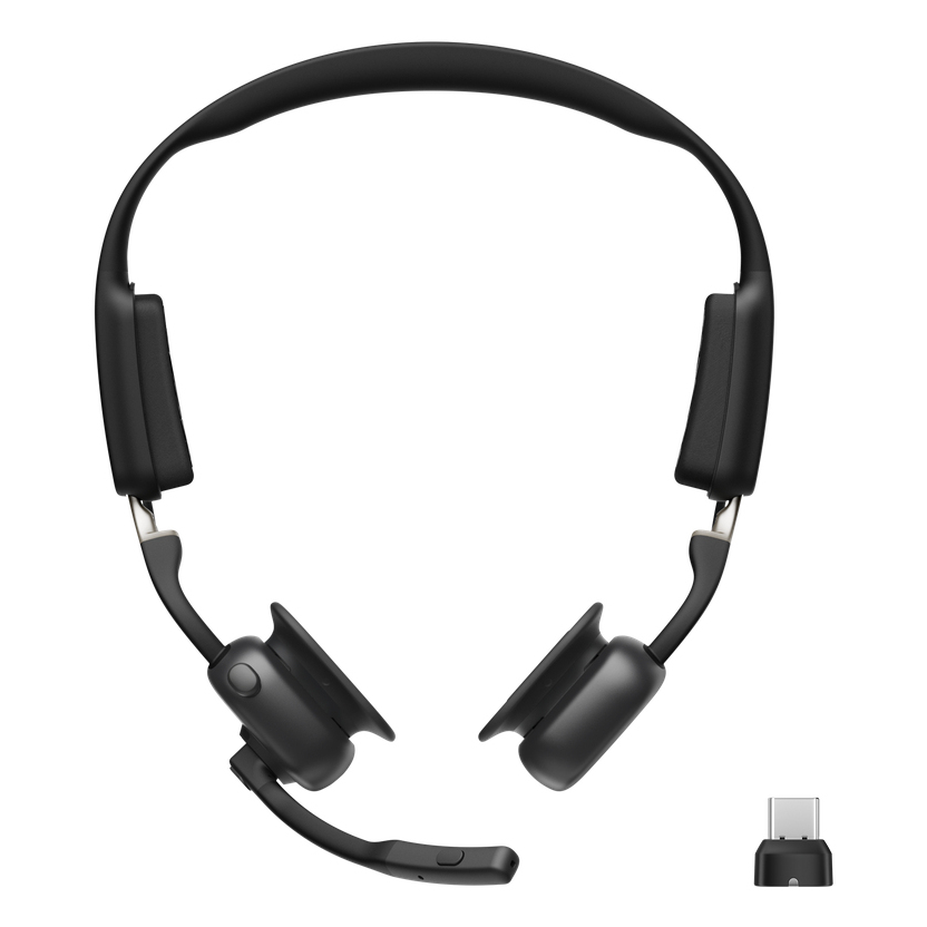 SHOKZ OpenMeet UC Wireless Bluetooth Bone Conduction Videoconferencing Headset with USB-C adapter