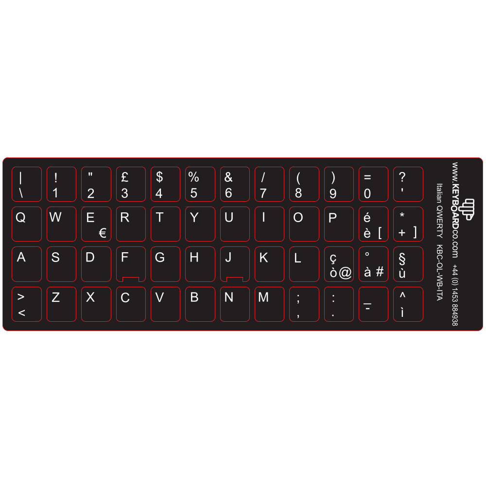ShortBoard Italian Keyboard Overlay Sticker Set White Legends