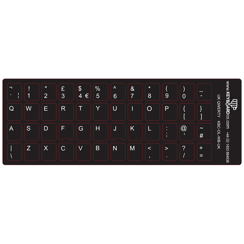 ShortBoard UK Keyboard Overlay Sticker Set White Legends
