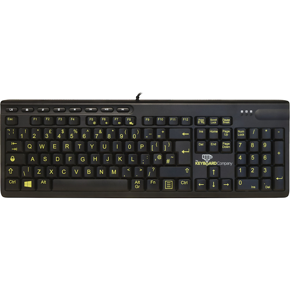 ShortBoard High Contrast Large Legend Keyboard Yellow on Black