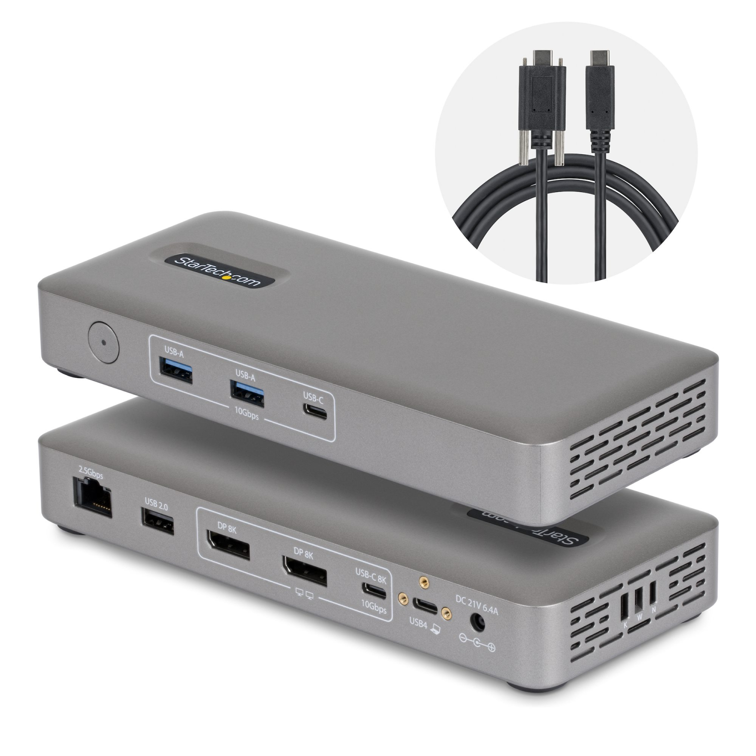 StarTech.com Dual-DP USB4 Dock 100W PD Driverless