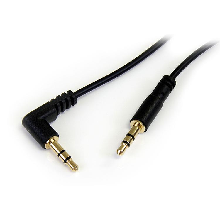 StarTech.com 3 ft Slim 3.5mm to Right Angle Stereo Audio Cable - M/M