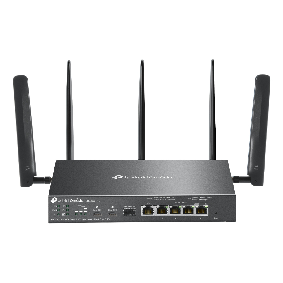 TP-LINK ER706WP-4G Wireless Routers - 512MB - Black