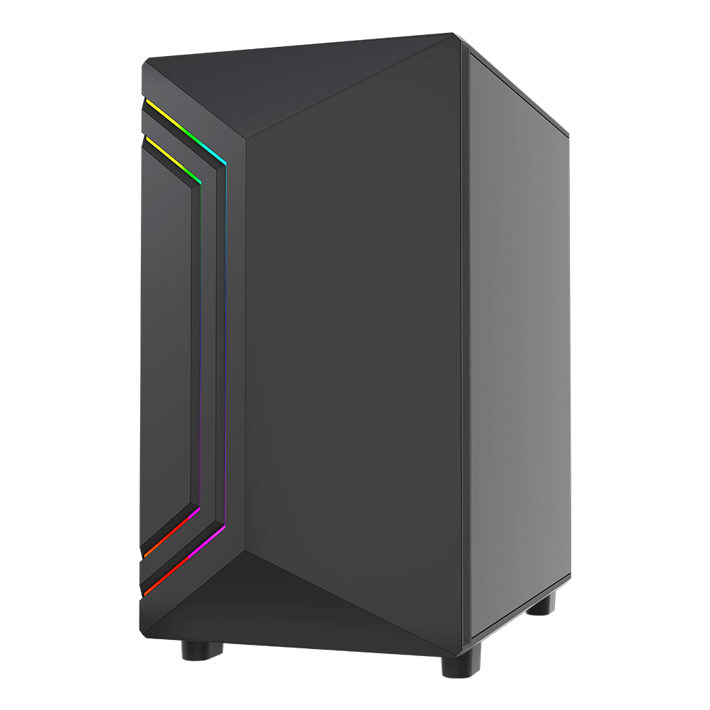 VIDA Apollo M Black ARGB Gaming Case w/ Glass Window, Micro ATX, Rear ARGB Infinity Fan, Front LED Strips