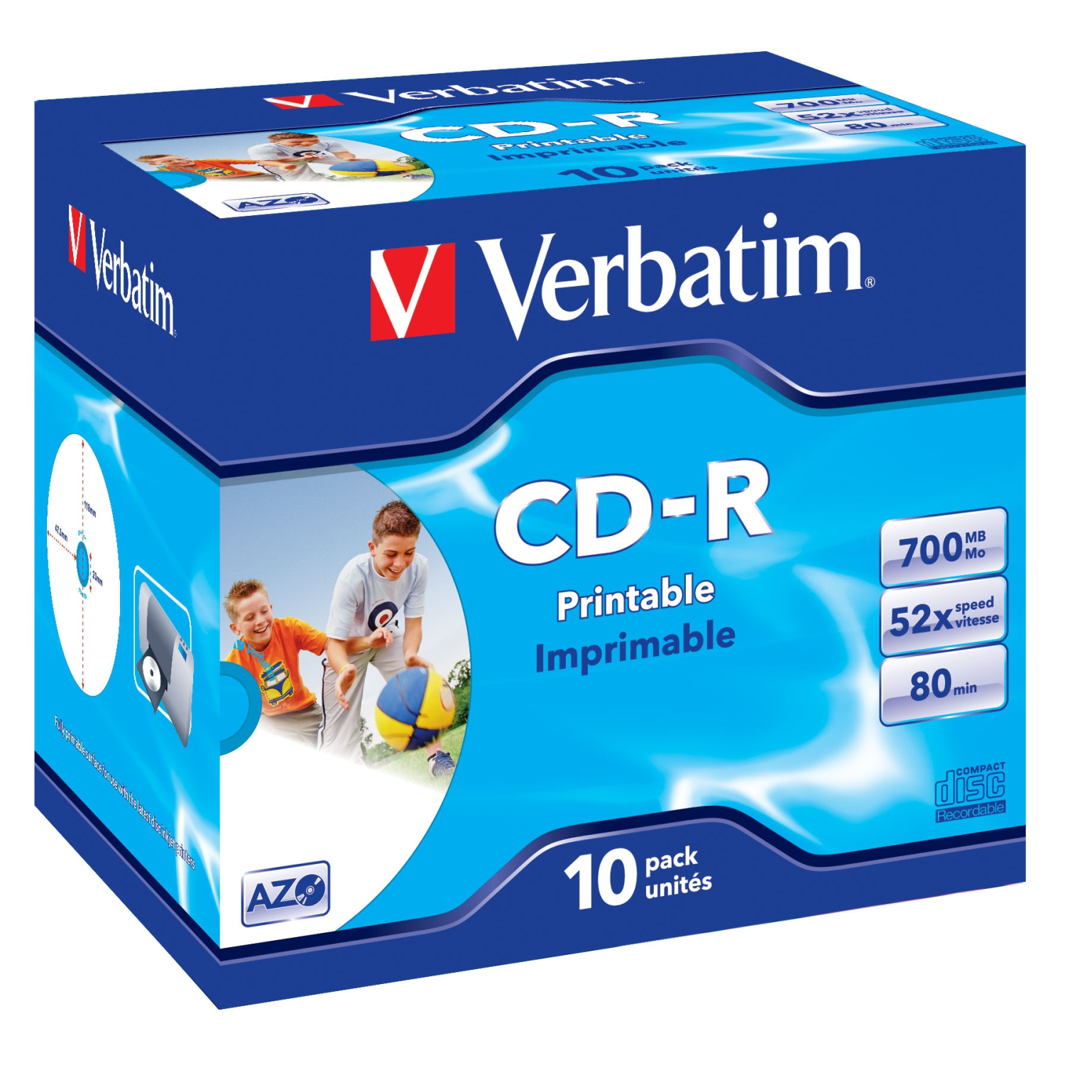 Verbatim CD-R Azo 700Mb 52X Wide Printable Surface 10 Pack