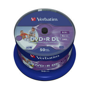 Verbatim DVD+R Double Layer Wide Inkjet Printable 8x