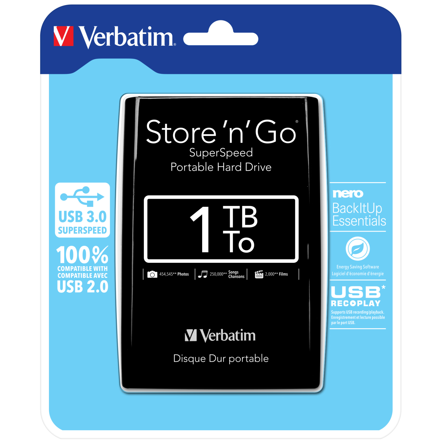 Verbatim Store n Go USB 3.0 Portable Hard Drive 1TB Black