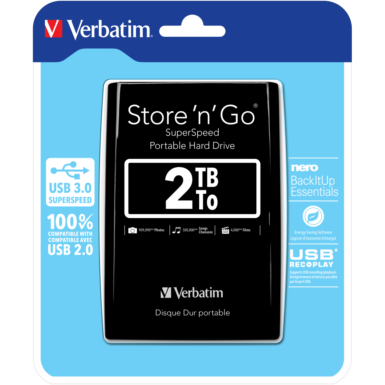 Verbatim Store n Go USB 3.0 Portable Hard Drive 2TB Black