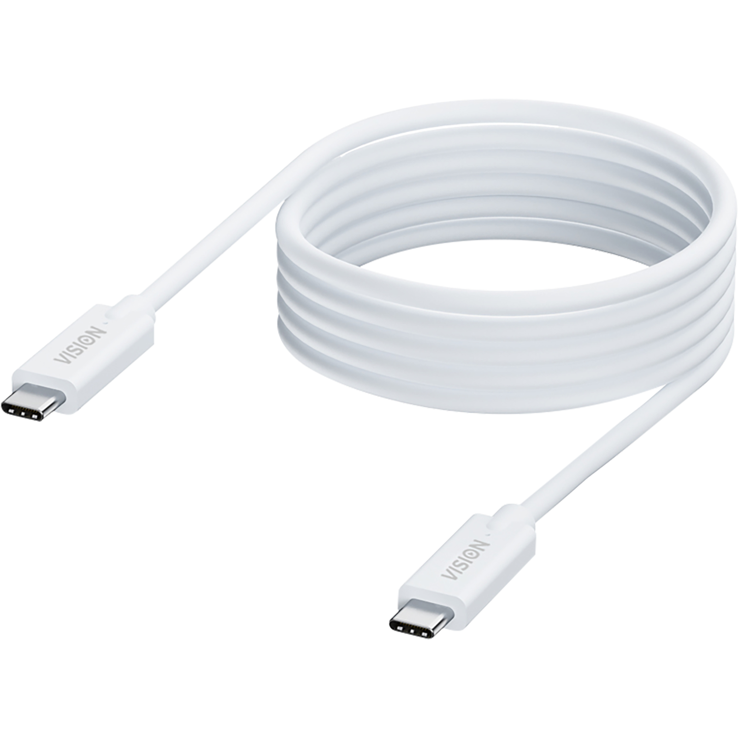 Vision 2 m USB C cable -USB 3.2 gen 1 5 gbps - supports 3 a charging current - USB C 3.2 (m) to USB C 3.2 (m) - outer diameter 4.5 mm - 22+30 awg - white