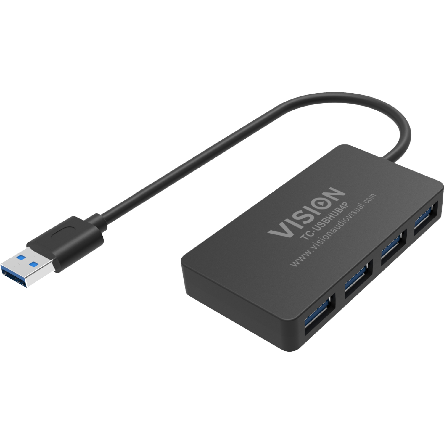 Vision USB 3.0 4 port hub - 4 x USB 3.0 ports - 5 gbps - 30 cm cable - black