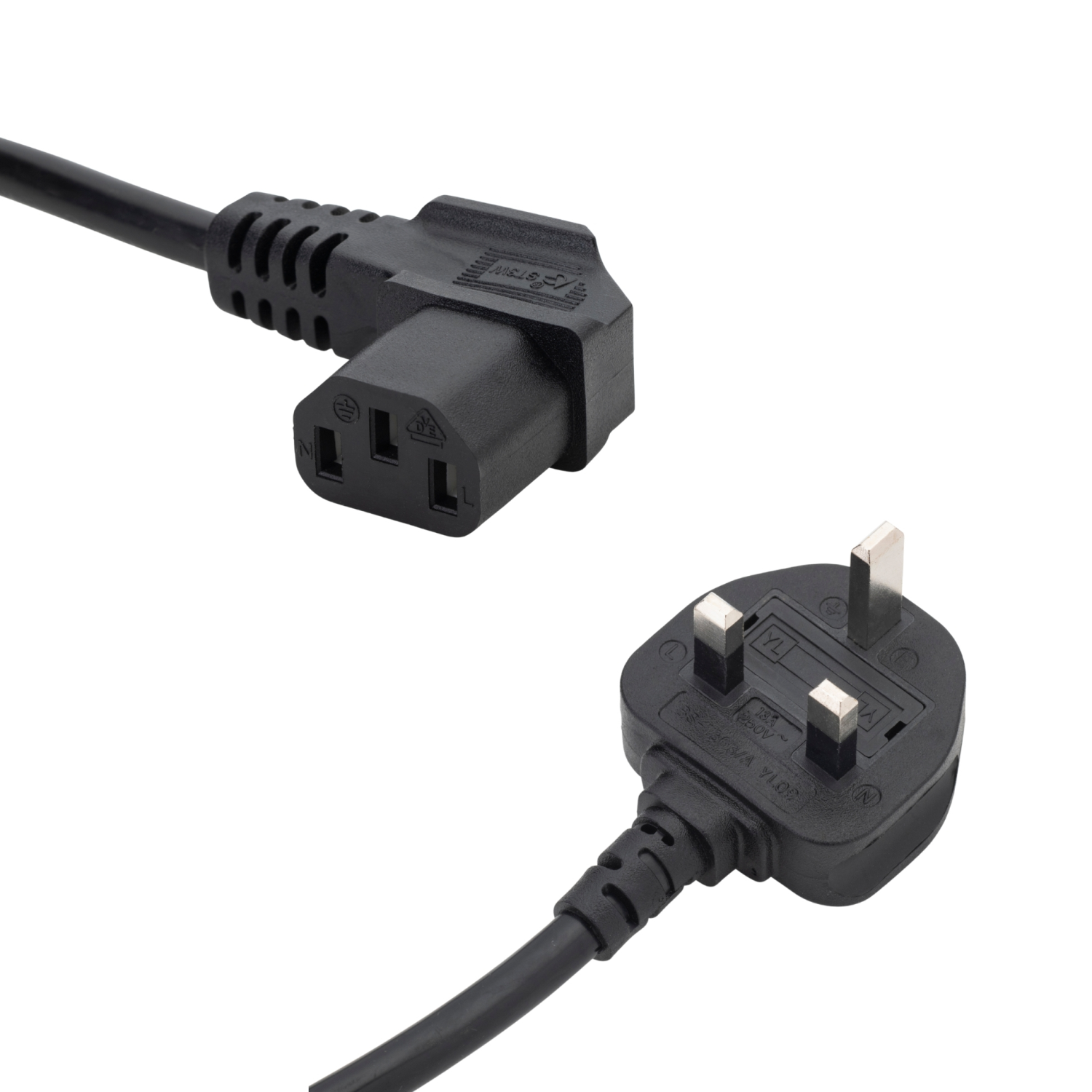 connektgear 2m UK Mains Power Cable - UK Plug to Right Angled C13 Socket