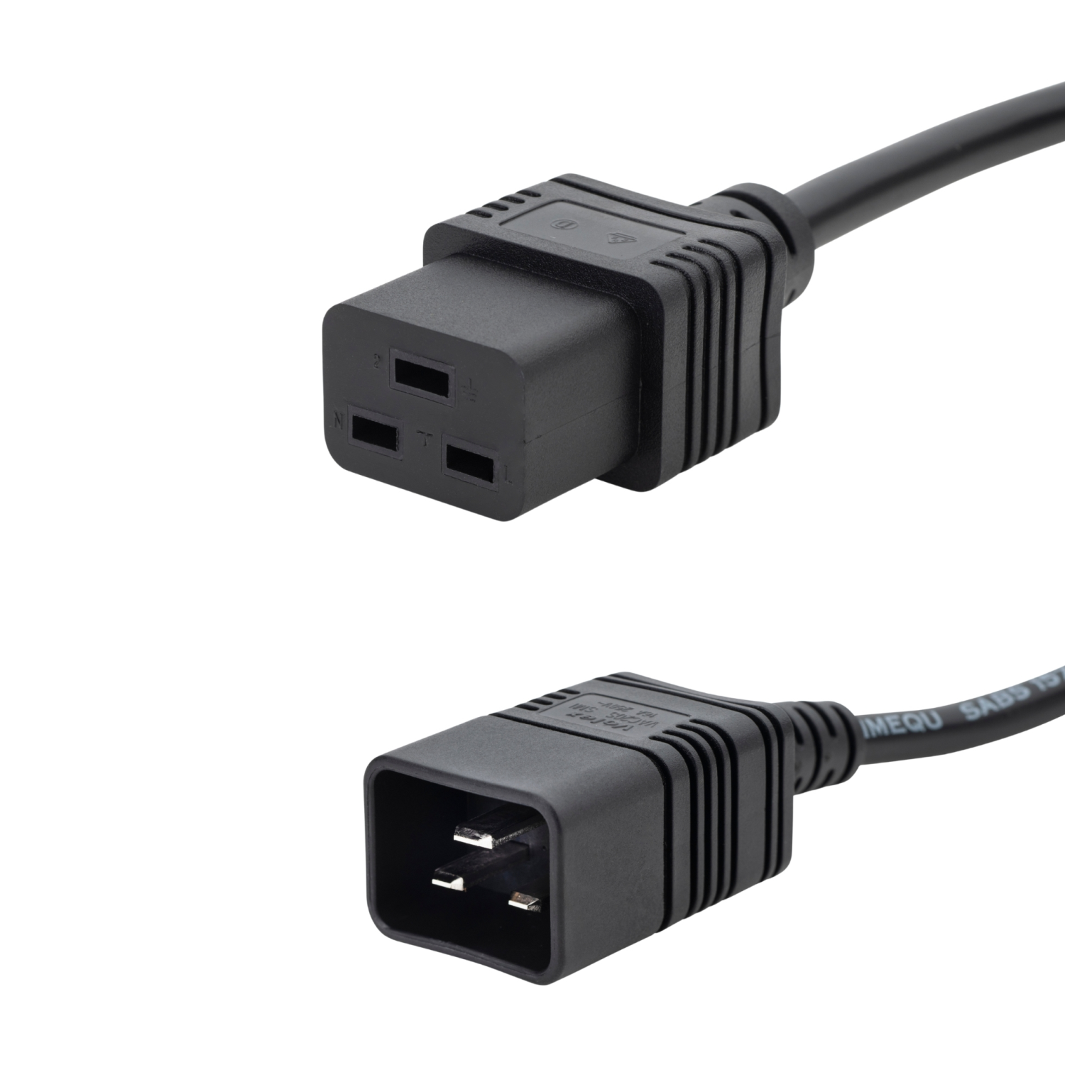 connektgear 2m Mains Extension Heavy Duty Power Cable - C20 Plug to C19 Socket