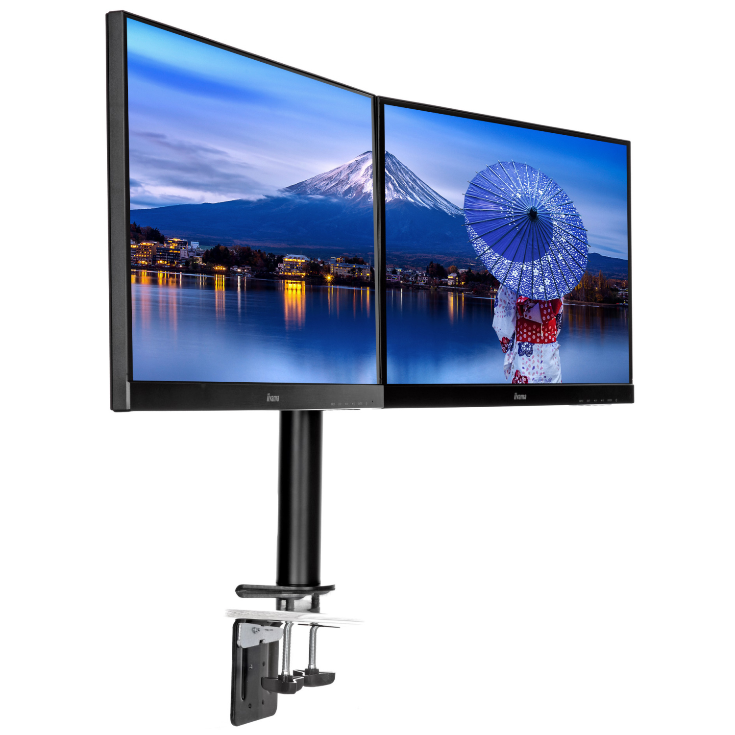 iiyama DS1002C-B1 Flat Panel Desk Mount Dual Monitor Arm