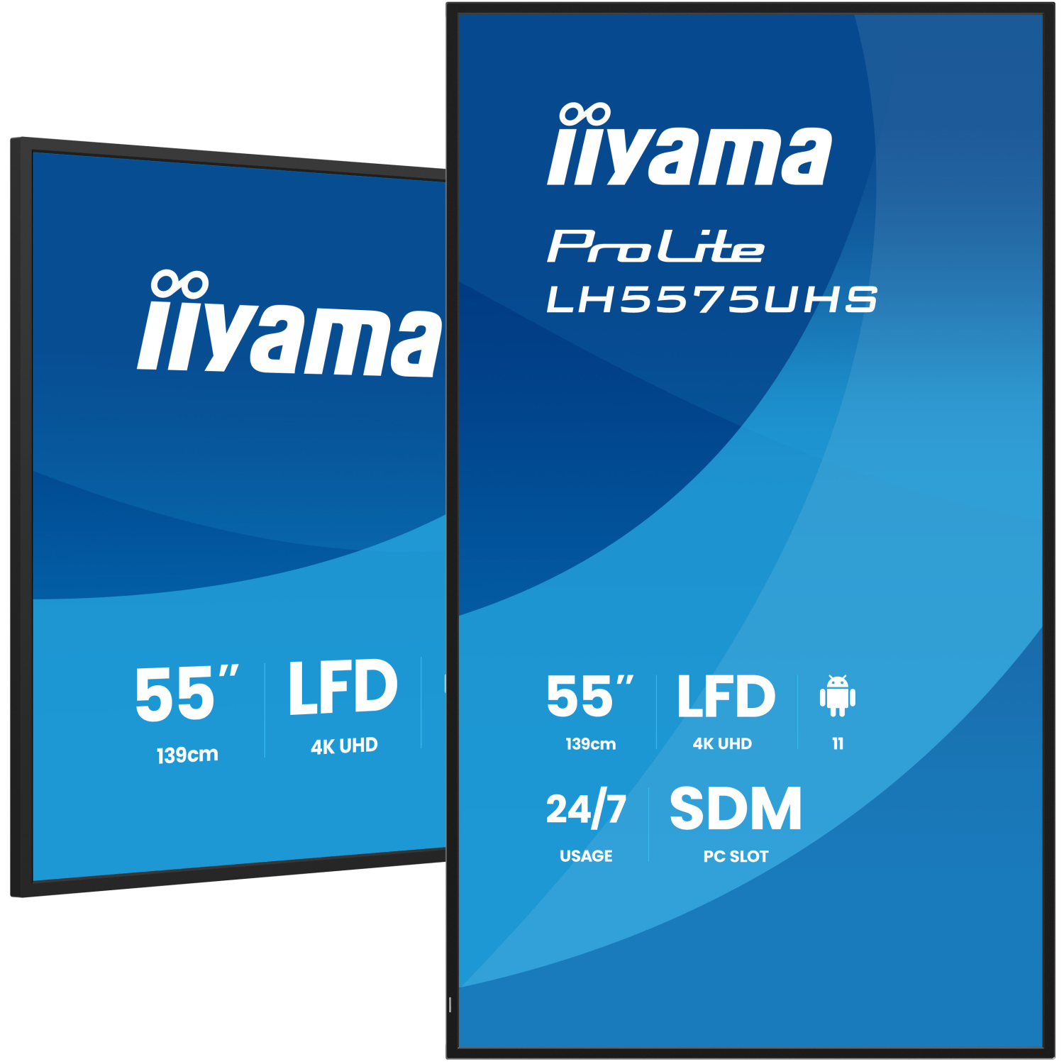 iiyama 55" 4K UHD Professional Digital Signage 24/7 display featuring Android OS, FailOver and Intel® SDM slot