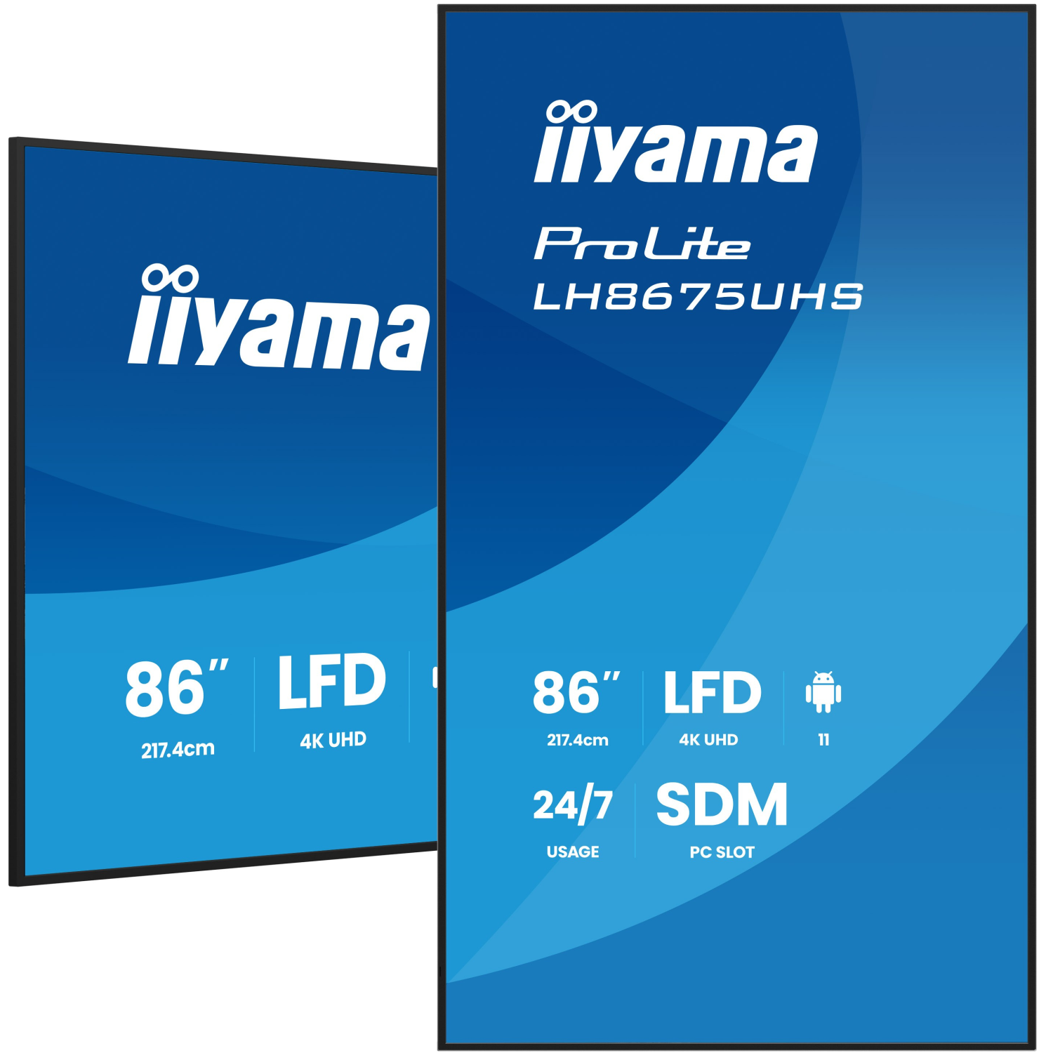 iiyama 86" 4K UHD Professional Digital Signage 24/7 display featuring Android OS, FailOver and Intel® SDM slot